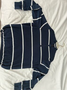 Walter Hagen Navy & White Striped Half-Zip Pullover